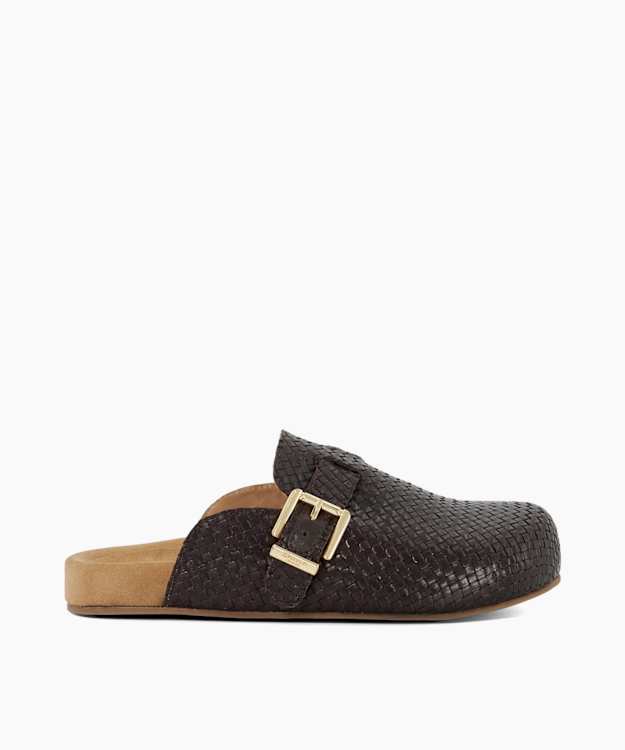 dune london Glaized - Brown Woven Leather Clogs