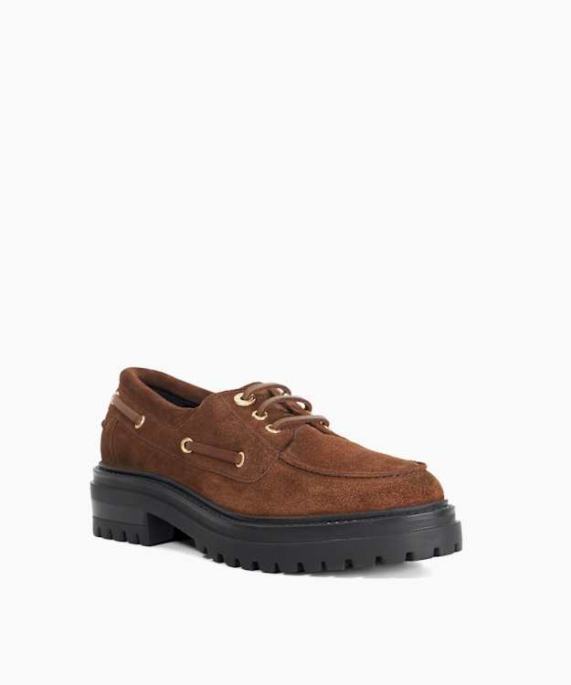 Dune London Glazit - Brown Cleated Sole Boat Shoes