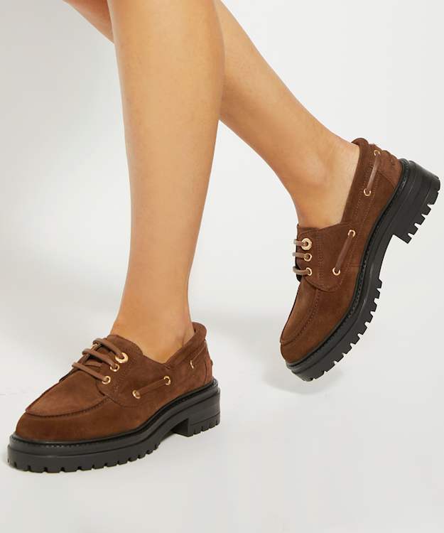 Dune London Glazit - Brown Cleated Sole Boat Shoes