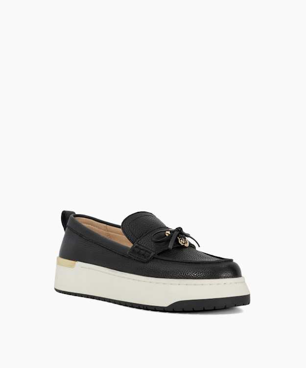 Dune London Glide - Black Flatform Casual Loafer