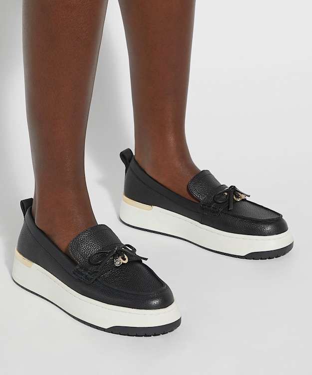 Dune London Glide - Black Flatform Casual Loafer