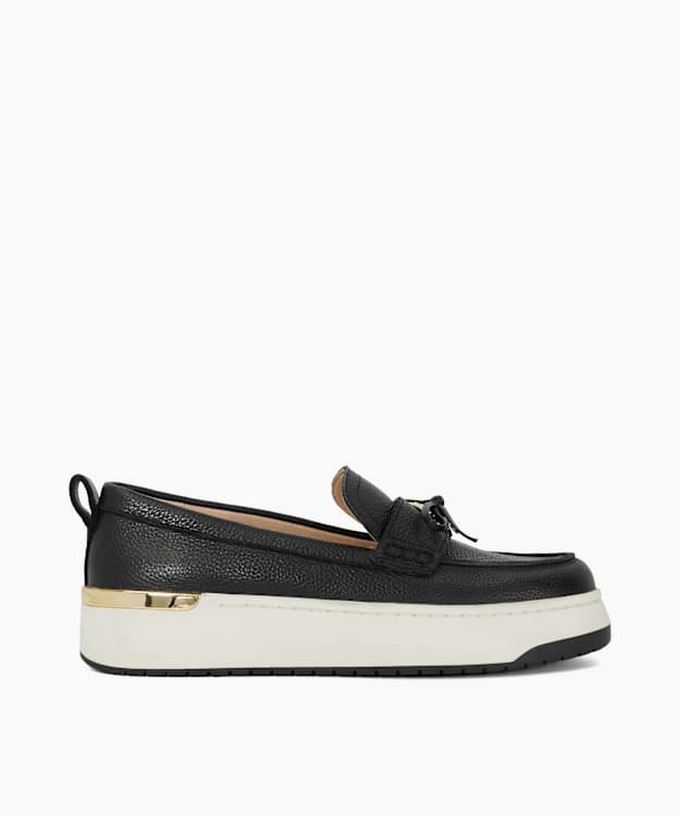 dune london Glide - Black Flatform Casual Loafer