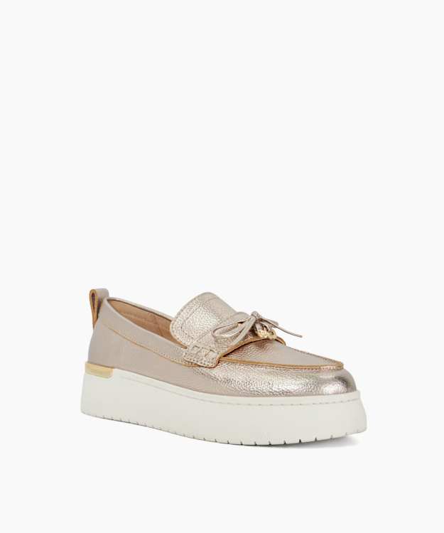 Dune London Glide - Gold Flatform Casual Loafer
