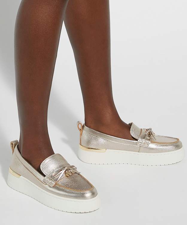 Dune London Glide - Gold Flatform Casual Loafer