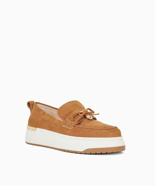 Dune London Glide - Tan Flatform Casual Loafer