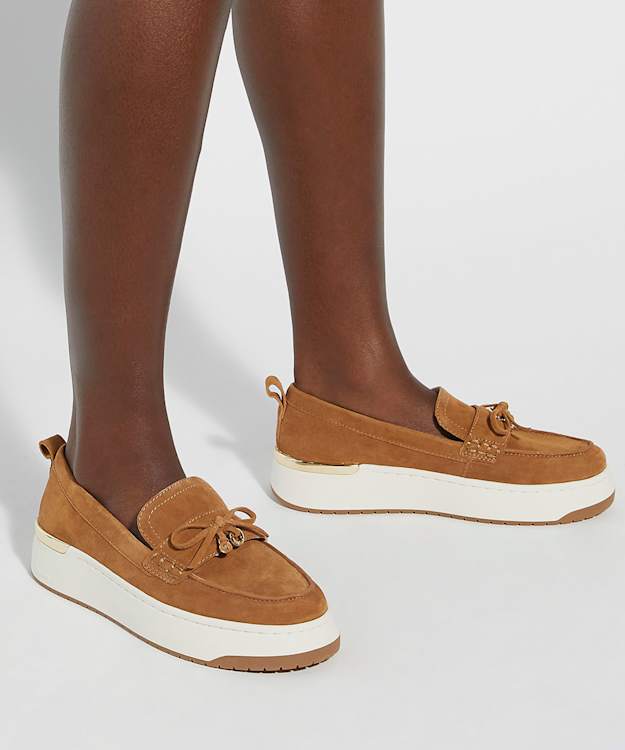 Dune London Glide - Tan Flatform Casual Loafer