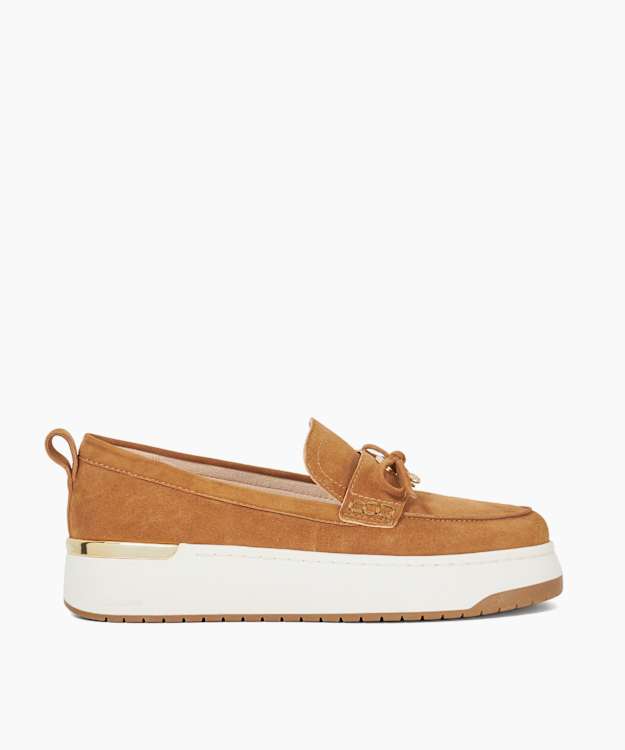 dune london Glide - Tan Flatform Casual Loafer
