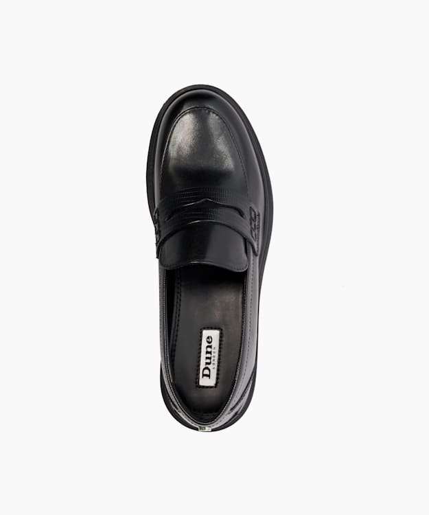 Dune London Gliding - Black Leather Penny Loafer