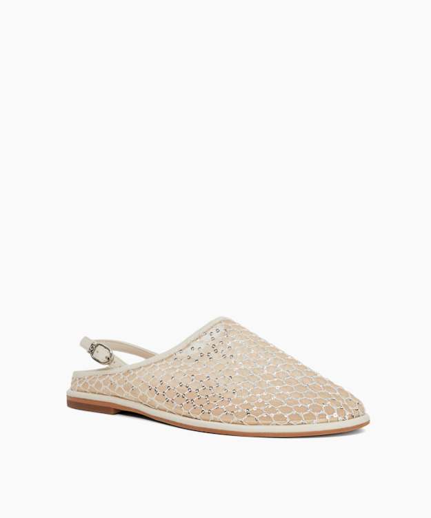 Dune London Goss - White Mesh Slingback Flat Shoes