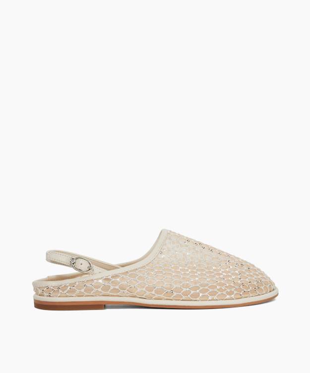 dune london Goss - White Mesh Slingback Flat Shoes