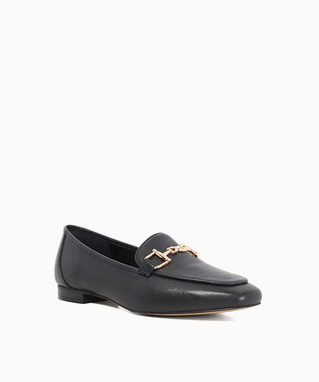 Dune London Grained - Black Suede Metal Trim Loafers