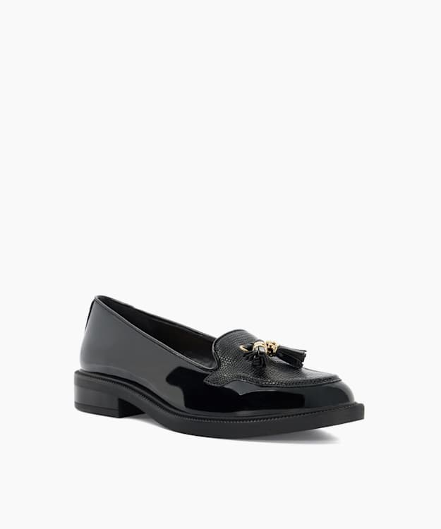 Dune London Grape - Black Patent Tassel Loafers