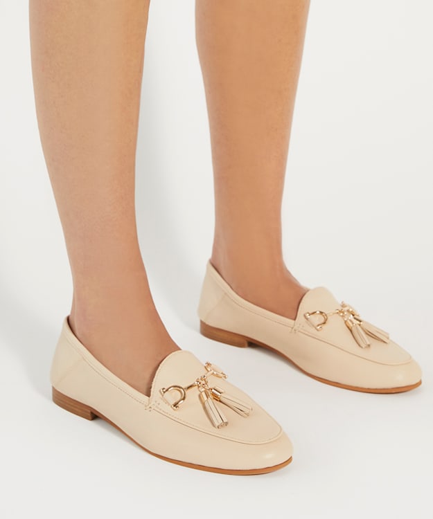 Dune London Graysons - Ecru Tassel Trimmed Loafers