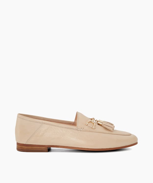 dune london Graysons - Ecru Tassel Trimmed Loafers