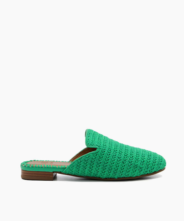 dune london Grecian - Green Woven Flat Mules