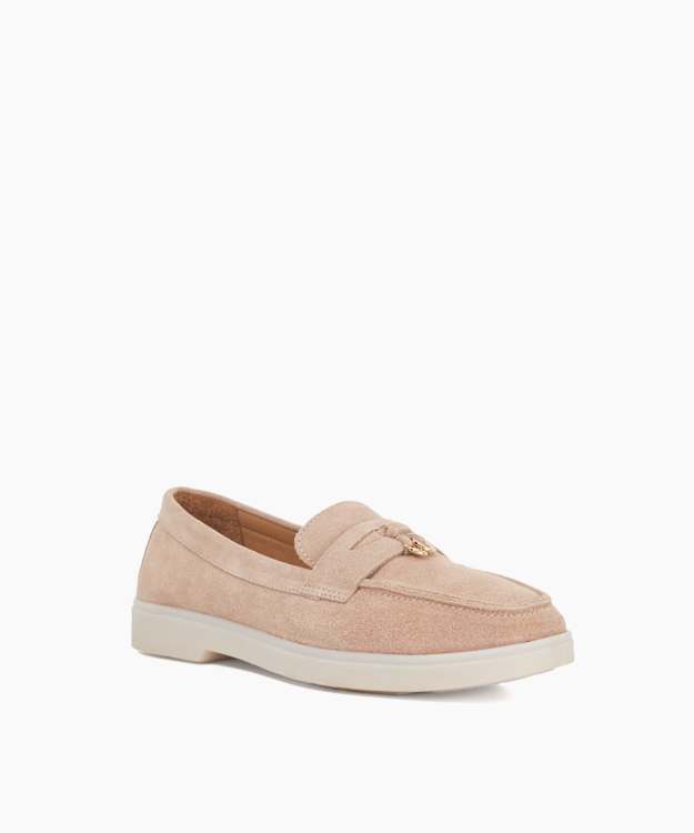Dune London Grinning - Blush Suede Slip On Loafers