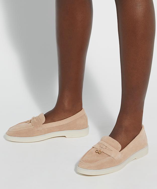 Dune London Grinning - Blush Suede Slip On Loafers
