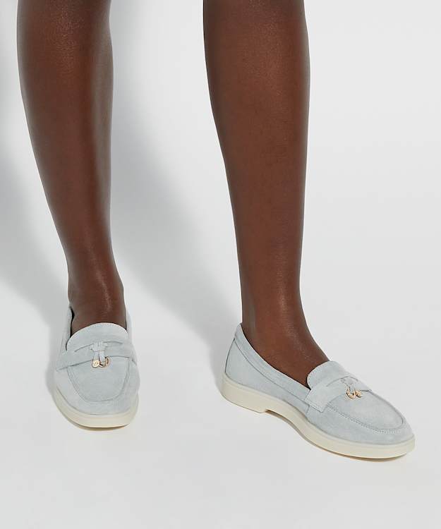 Dune London Grinning - Grey Suede Slip On Loafers