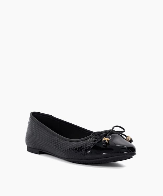 Dune London Hallo - Black Charm-Detail Ballet Shoes