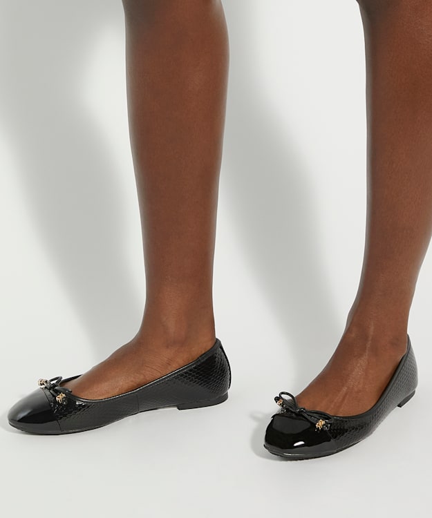 Dune London Hallo - Black Charm-Detail Ballet Shoes
