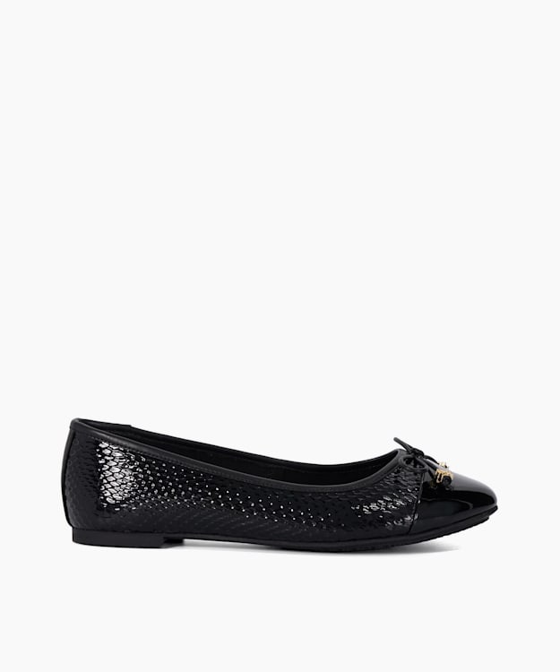 dune london Hallo - Black Charm-Detail Ballet Shoes