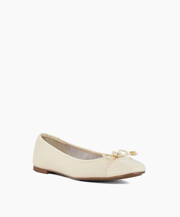 Dune London Hallo - Ecru Charm-Detail Ballet Shoes