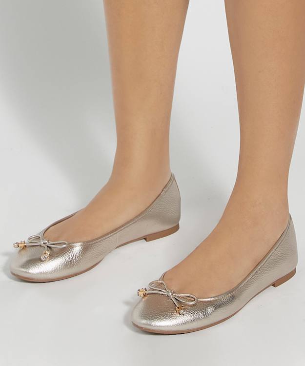 Dune London Hallo - Gold Charm-Detail Ballet Shoes