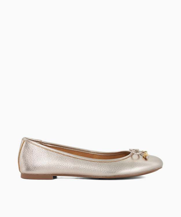dune london Hallo - Gold Charm-Detail Ballet Shoes