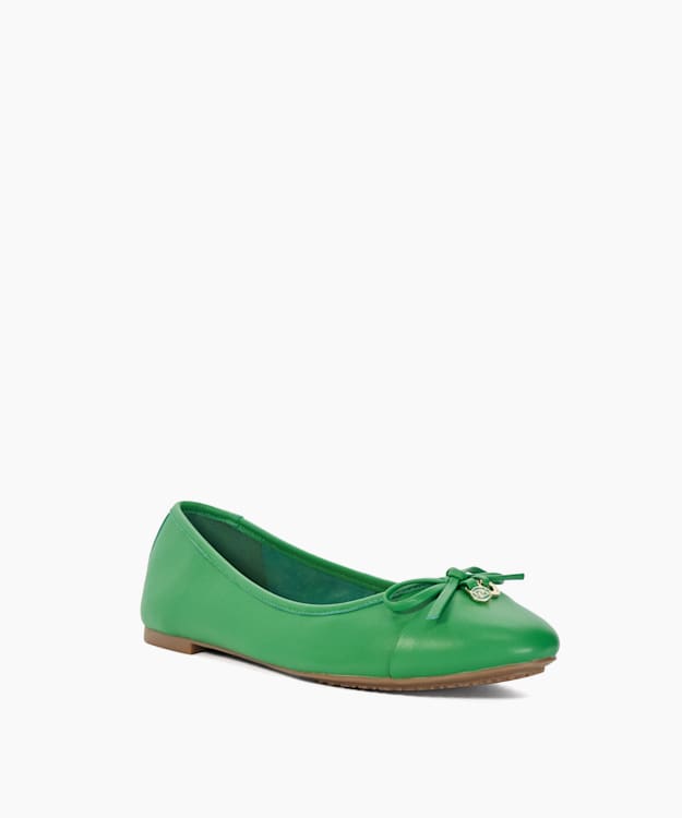 Dune London Hallo - Green Charm-Detail Ballet Shoes