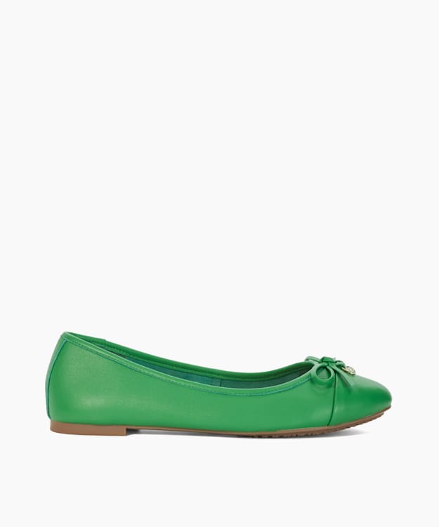 dune london Hallo - Green Charm-Detail Ballet Shoes