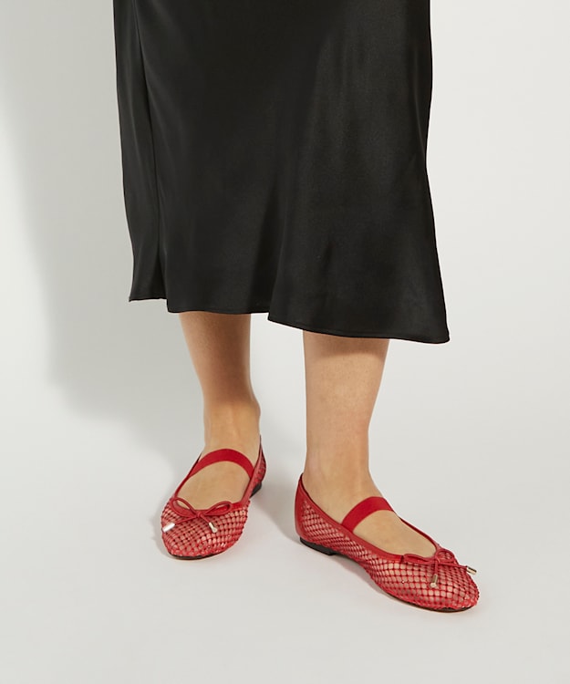Dune London Happening - Red Embellished Ballet Pumps