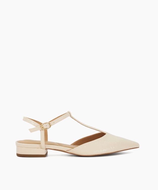 dune london Harler - Ecru Boucle T-Bar Flats