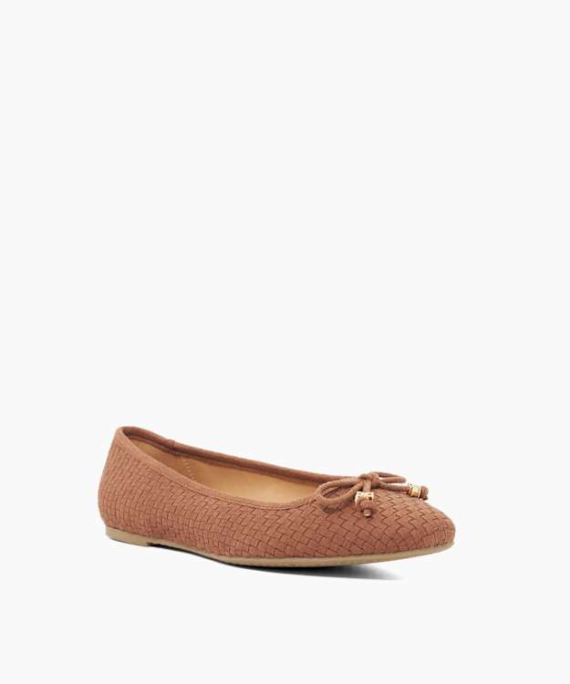 Dune London Harries - Tan Woven Slip On Ballet Flats
