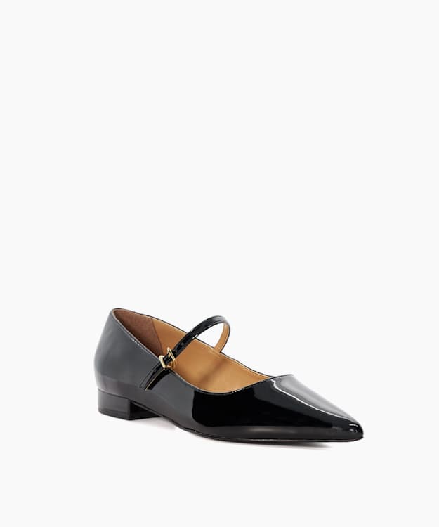 Dune London Hastas - Black Pointed Patent Mary Janes