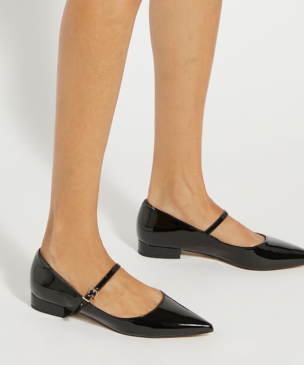 Dune London Hastas - Black Pointed Patent Mary Janes