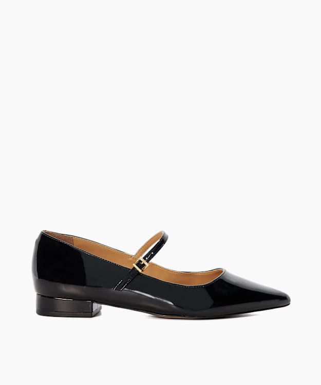 dune london Hastas - Black Pointed Patent Mary Janes
