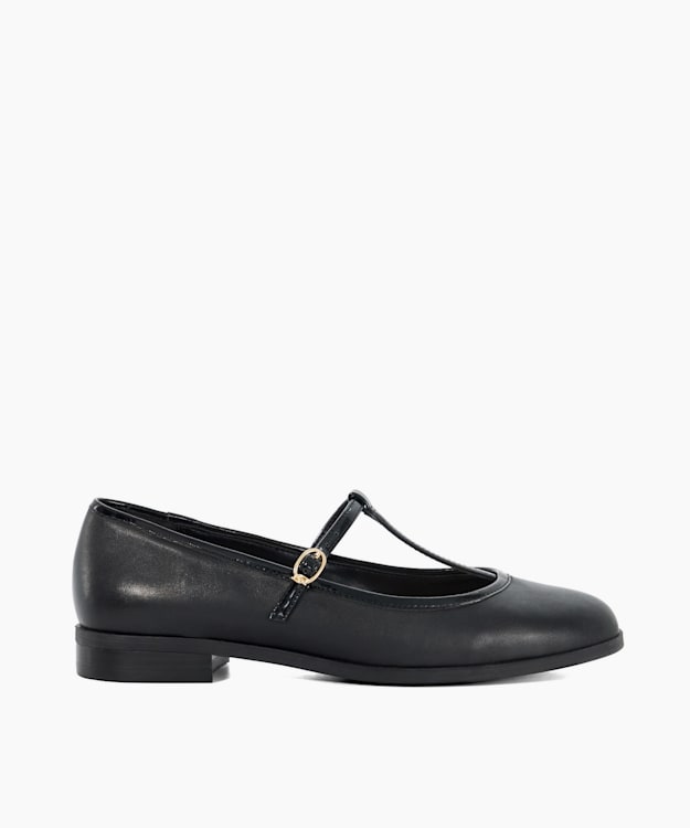 dune london Haye - Black Casual T-Bar Ballet Flats