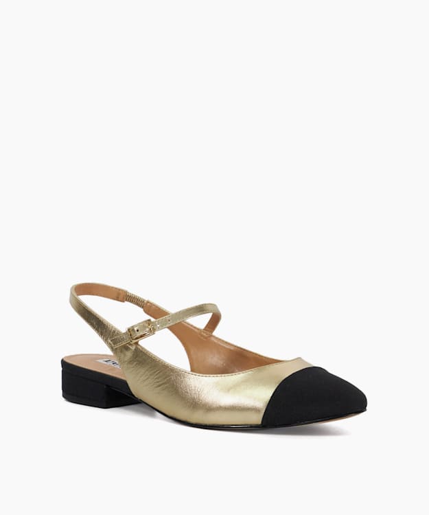 Dune London Hayes - Gold Slingback Mary Janes