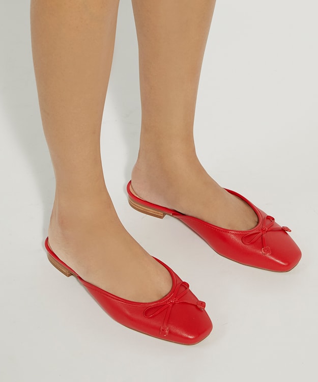 Dune London Haylas - Red Ballet Flat Mules