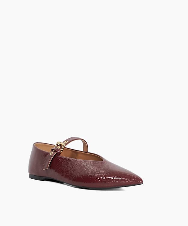 Dune London Hey - Burgundy Pointed Mary Janes