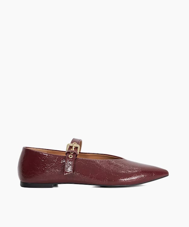 dune london Hey - Burgundy Pointed Mary Janes