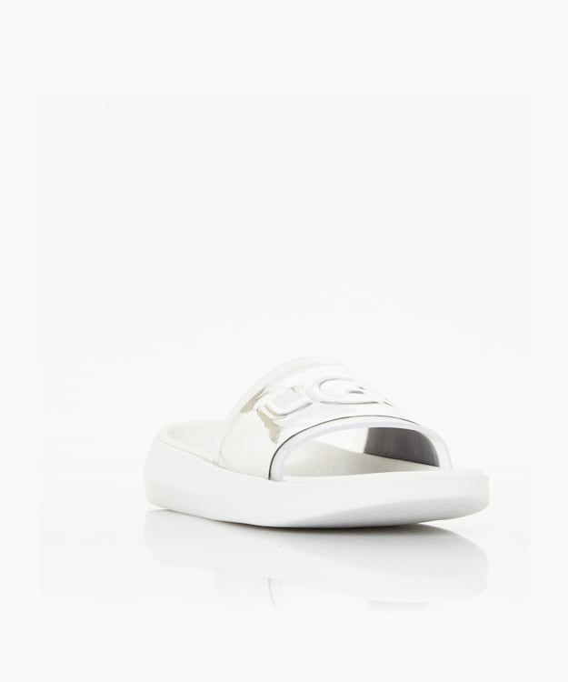 Dune London Hilama Slide - White Slider Sandals