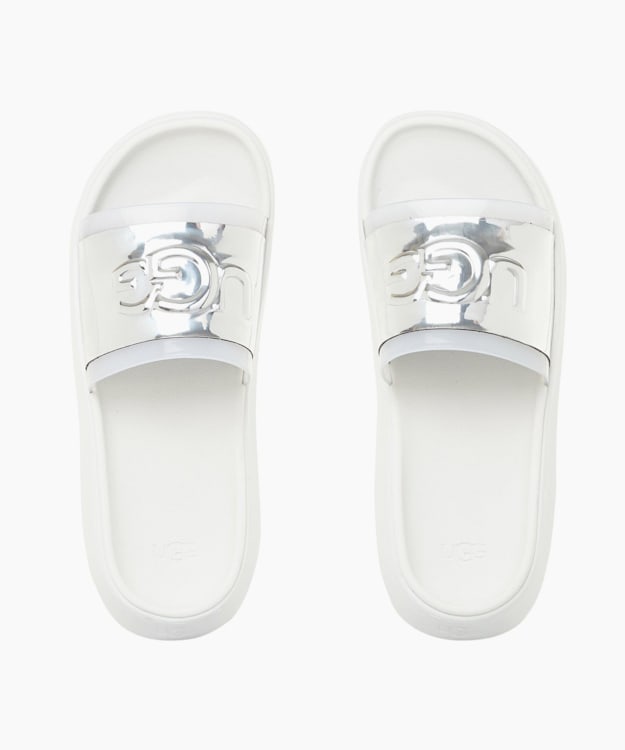 Dune London Hilama Slide - White Slider Sandals