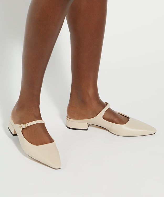 Dune London Hints - Ecru Backless Mary Janes