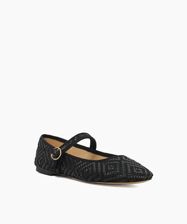 Dune London Holler - Black Woven Mary Janes