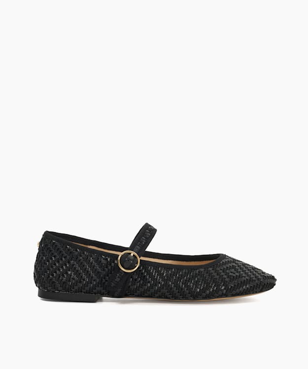 dune london Holler - Black Woven Mary Janes