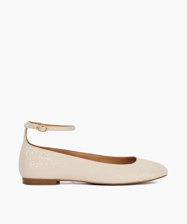 dune london Hoop - Ecru Ankle Strap Ballet Flats