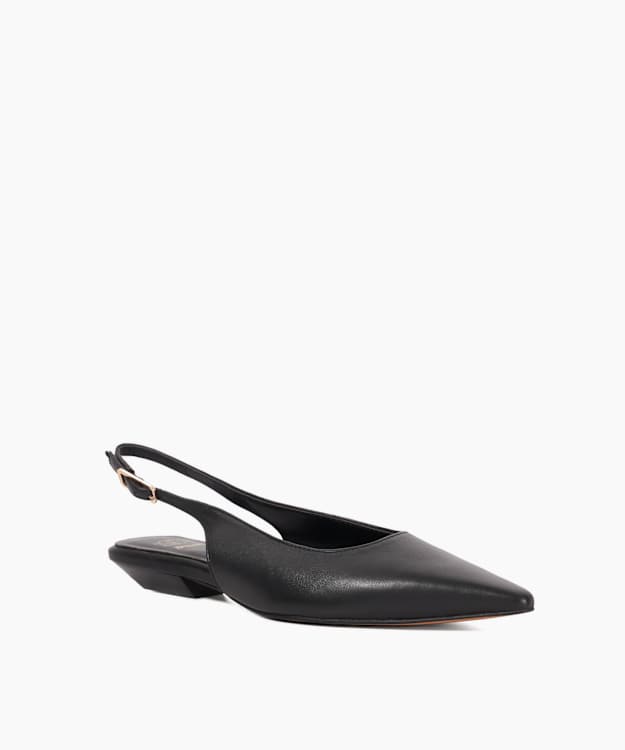 Dune London Hostess - Black Leather Sling Backs