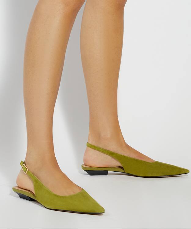 Dune London Hostess - Green Suede Sling Backs