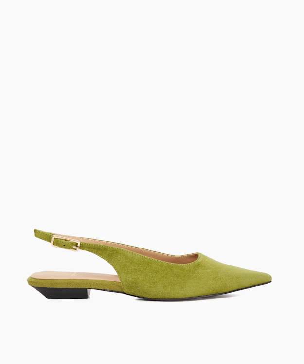 dune london Hostess - Green Suede Sling Backs